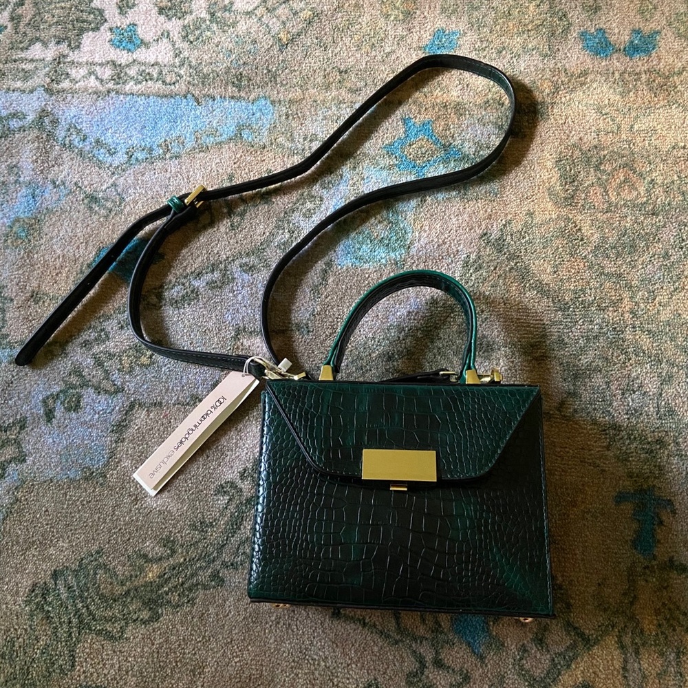 Aqua Croc embossed Box Bag NWT
